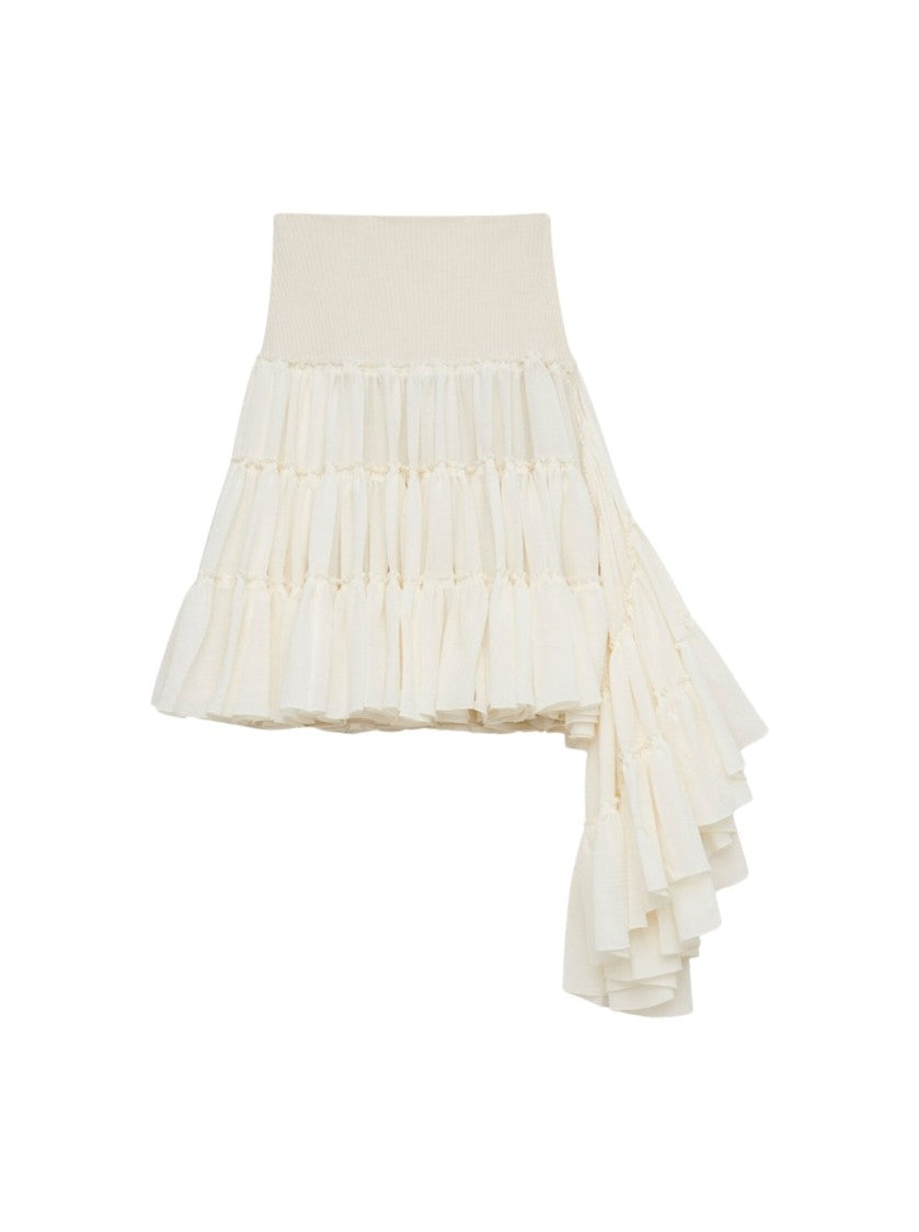 Loewe Asymmetrical Layered Silk Skirt With Ribbed Waistband