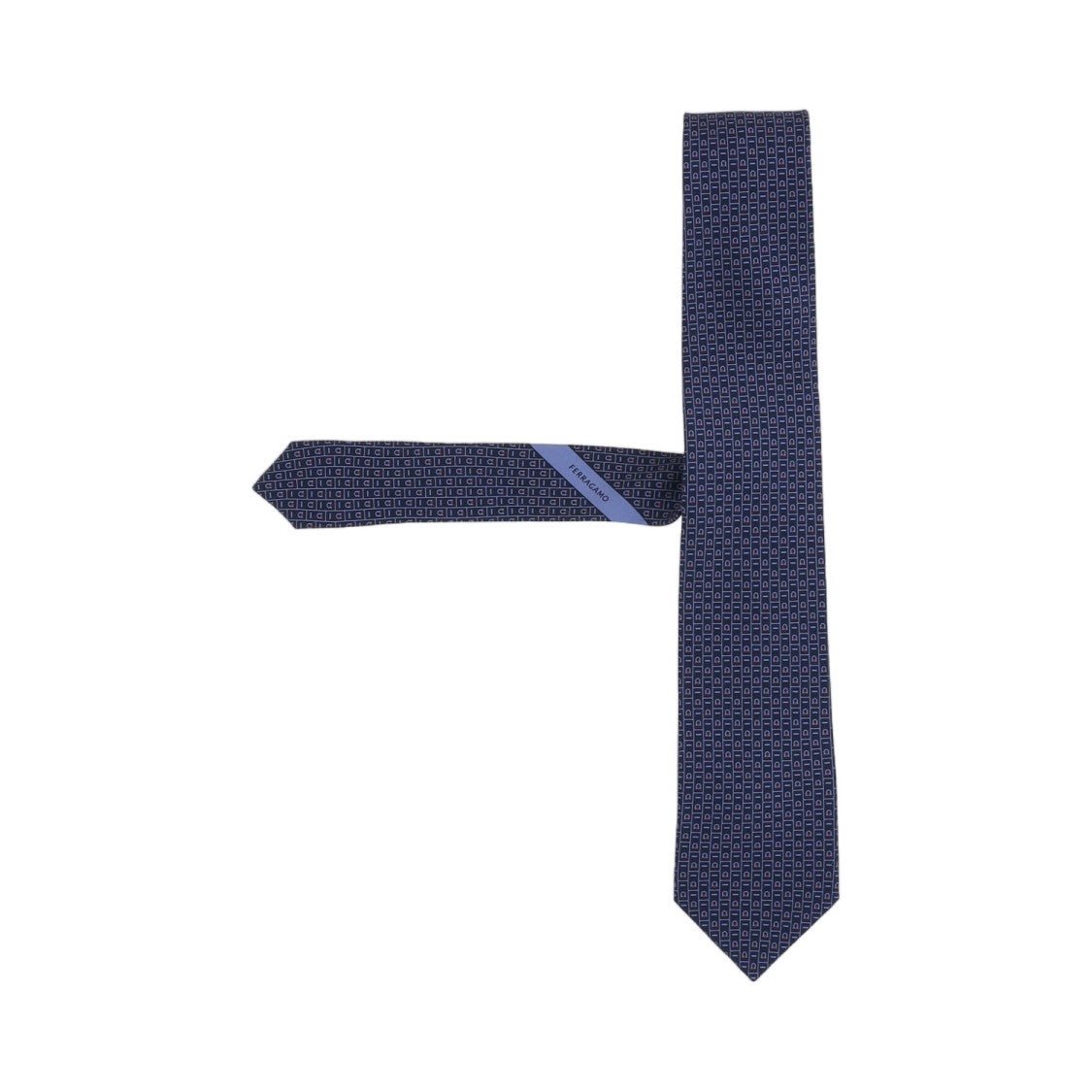 Salvatore Ferragamo Navy Patterned Silk Tie