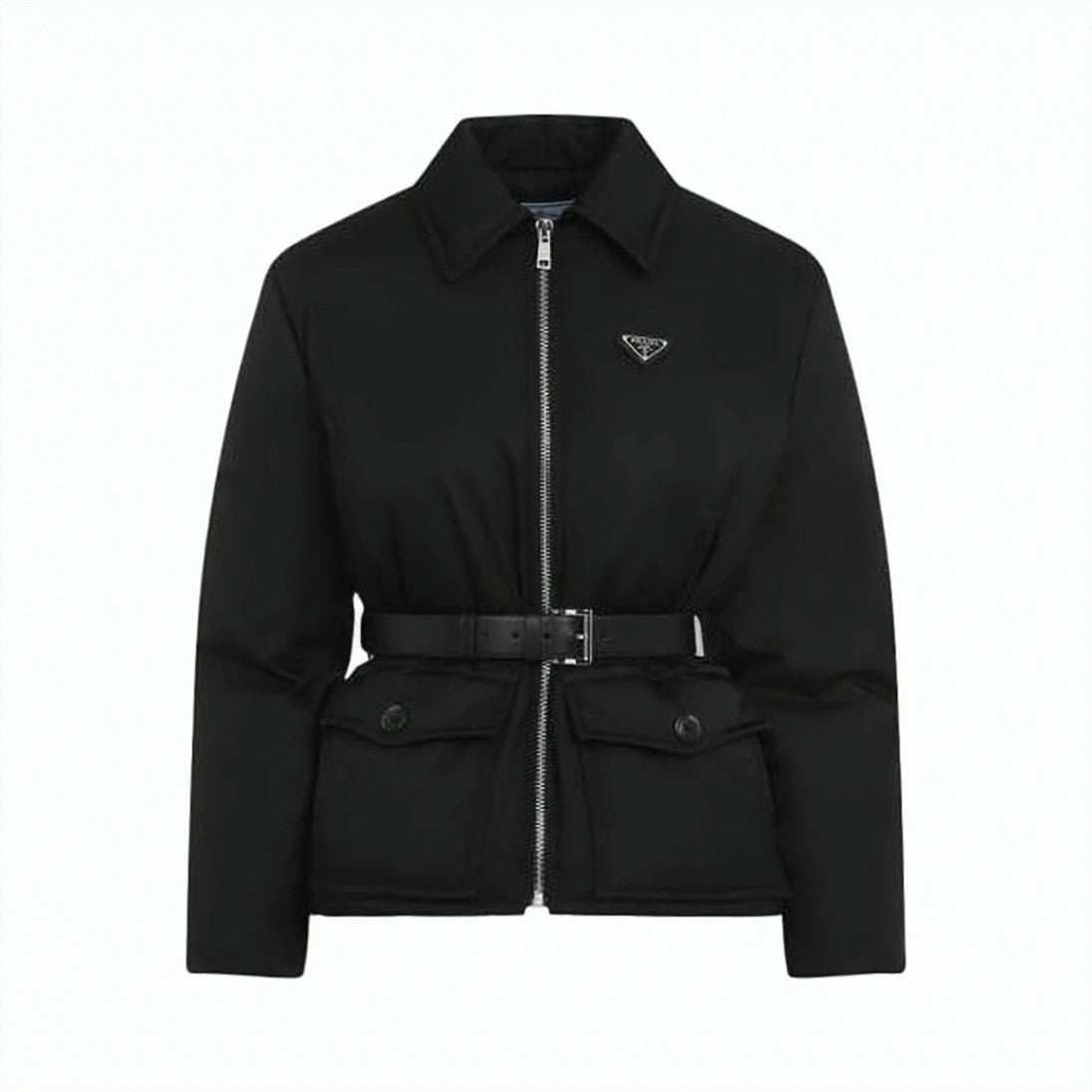 Prada Belted Padded Black Jacket