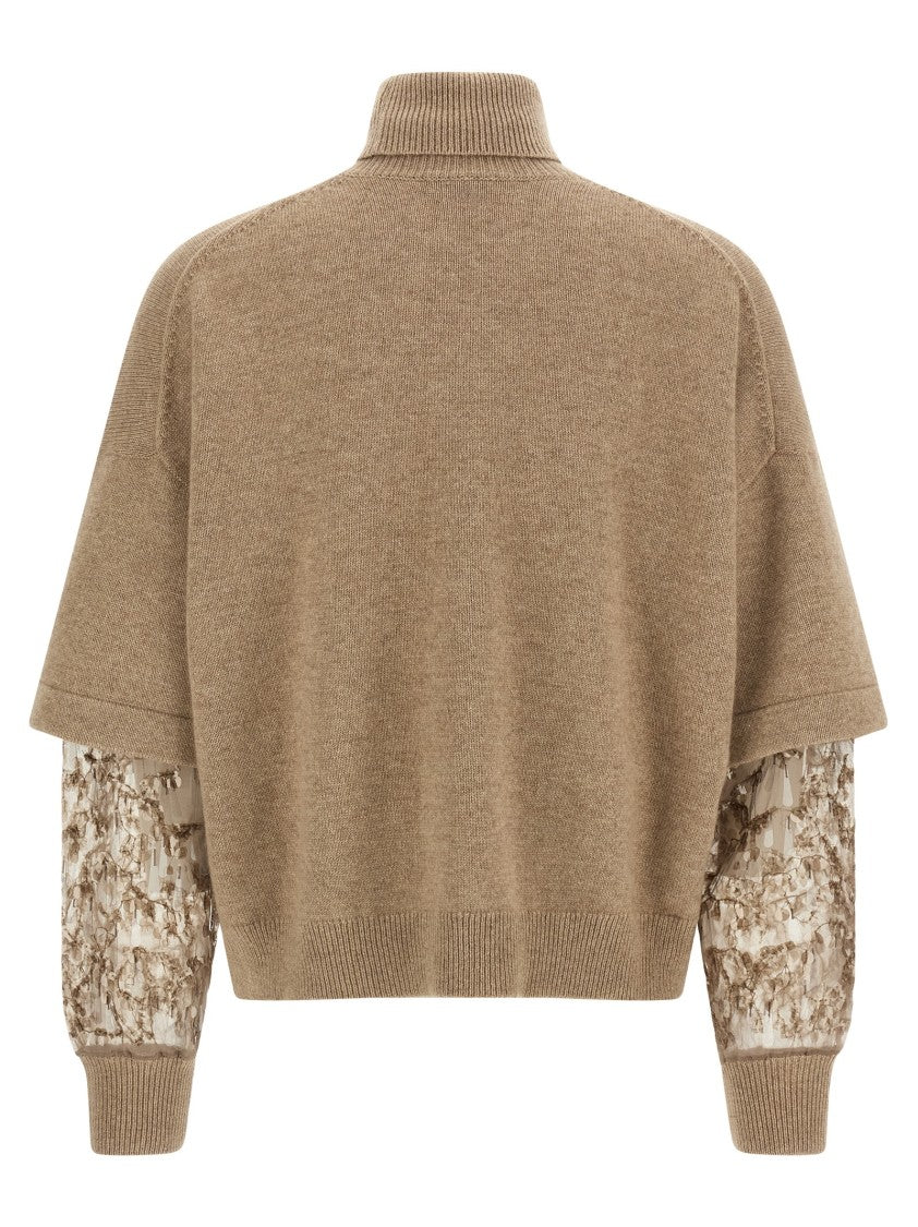 Brunello Cucinelli Sequin Sleeve Sweater