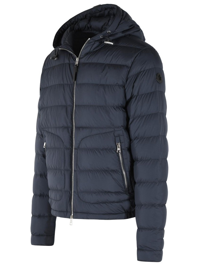 Moncler Navy Blue Polyester Short 'Sestriere' Hooded Down Jacket