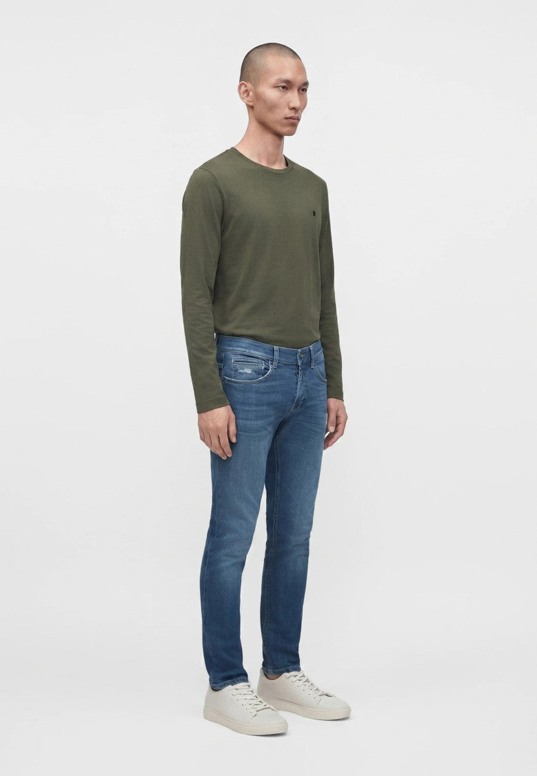Dondup Classic Slim-Fit Medium Blue Distressed Jeans