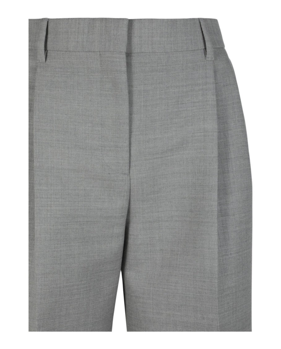 Burberry Wide-Leg Grey Trousers With Mid Rise And Tailored Finish