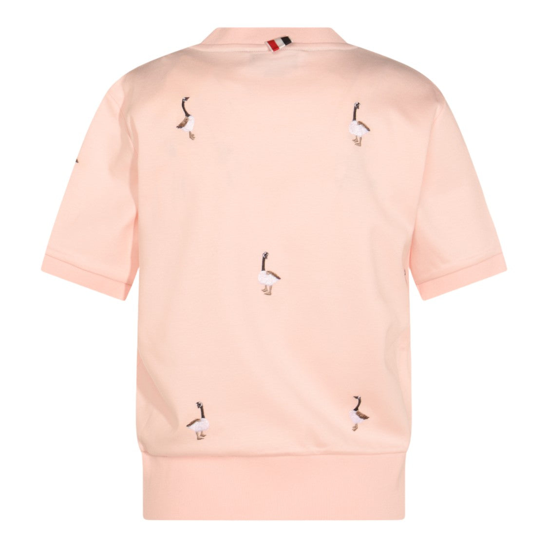 Thom Browne Light Peach Embroidered Sweater With Crew Neckline