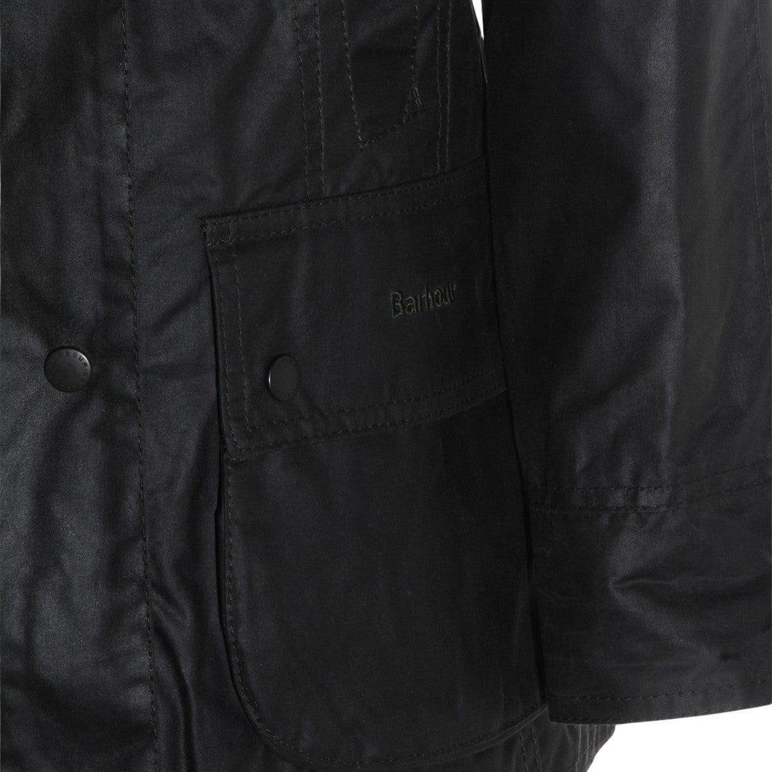 Barbour Classic Matte Black Waxed Jacket With Textured Collar