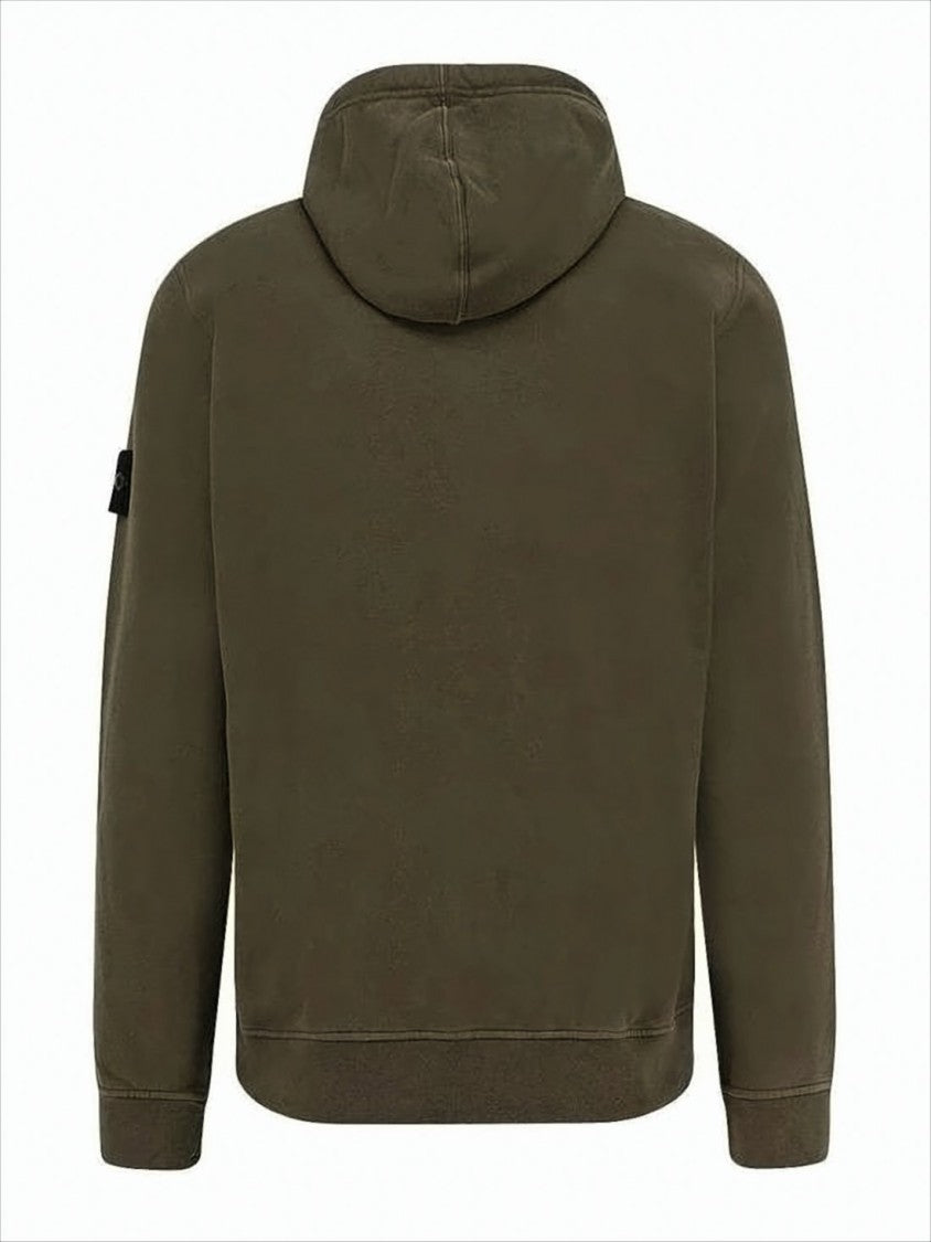 Stone Island Olive Green Full-Zip Hoodie With Adjustable Drawstring