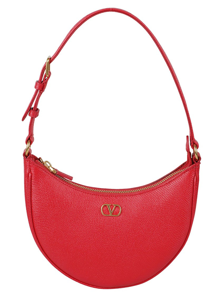 Valentino Garavani Crescent-Shaped Handbag In Textured Calf Leather
