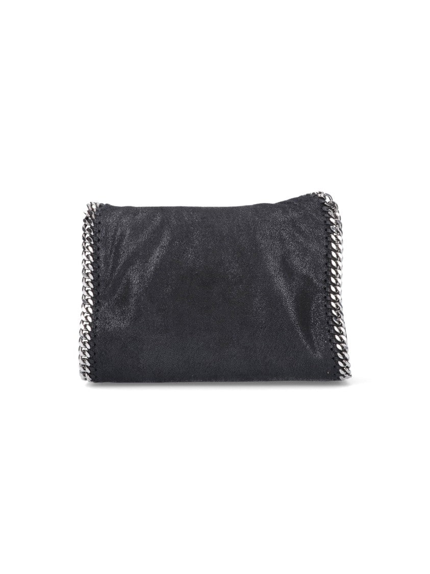 Stella Mccartney Textured Black Silver Chain Shoulder Bag