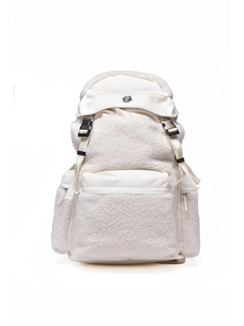 Boss X Steiff White Polyester Plush Backpack