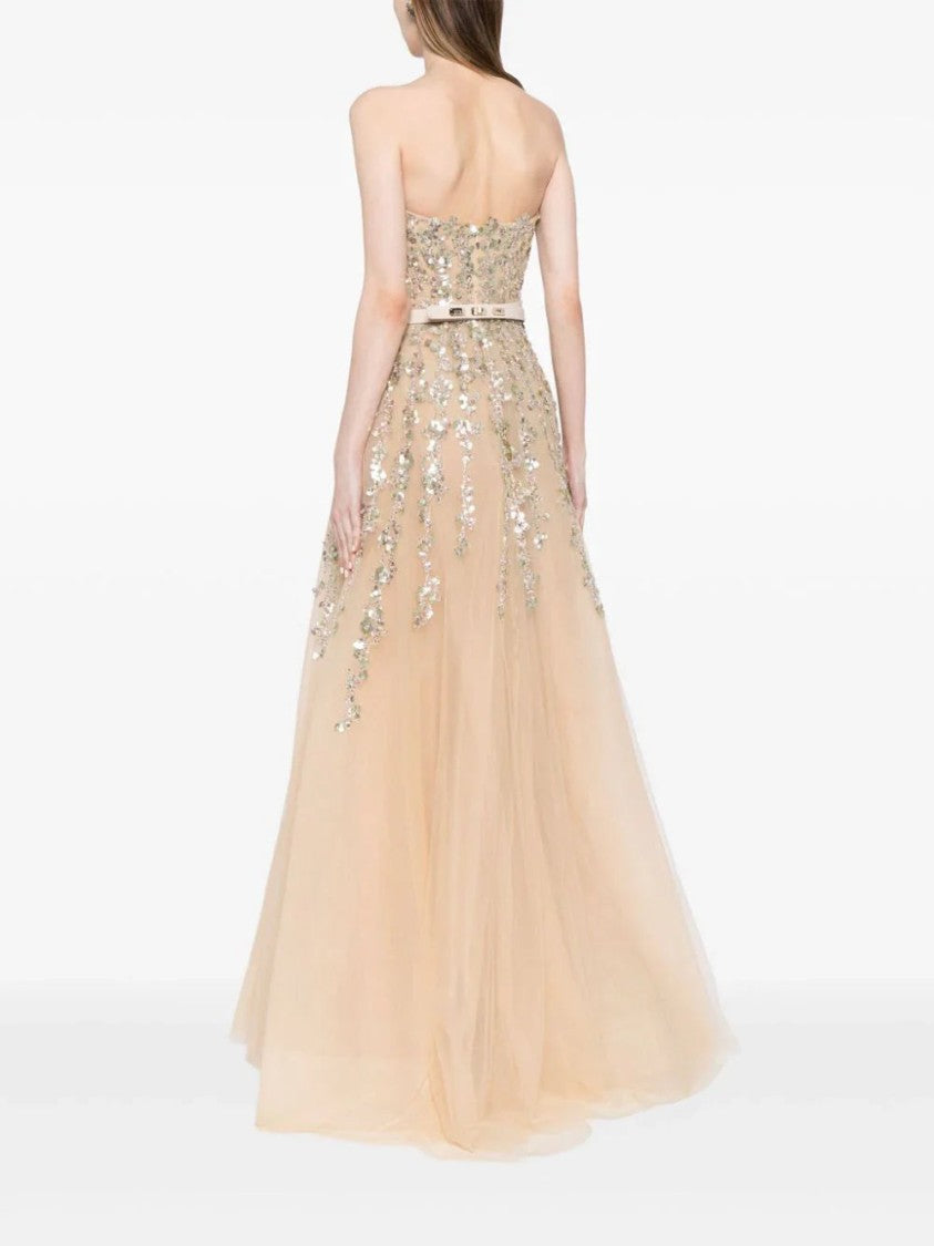 Saiid Kobeisy Tulle Stapless Dress With A Dotted Beading