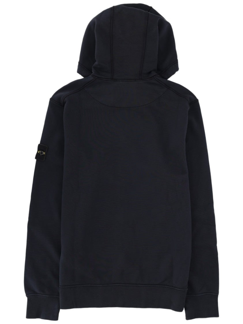 Stone Island Zip-Up Drawstring Patch Cotton Hoodie