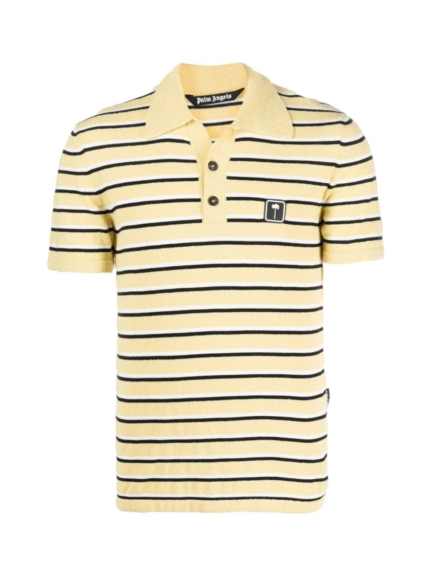 Palm Angels Stripy Terry Knitted Logo Polo Shirt