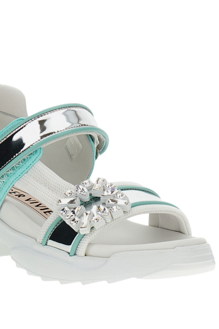 Roger Vivier White Sandals With Crystal Embellished Straps