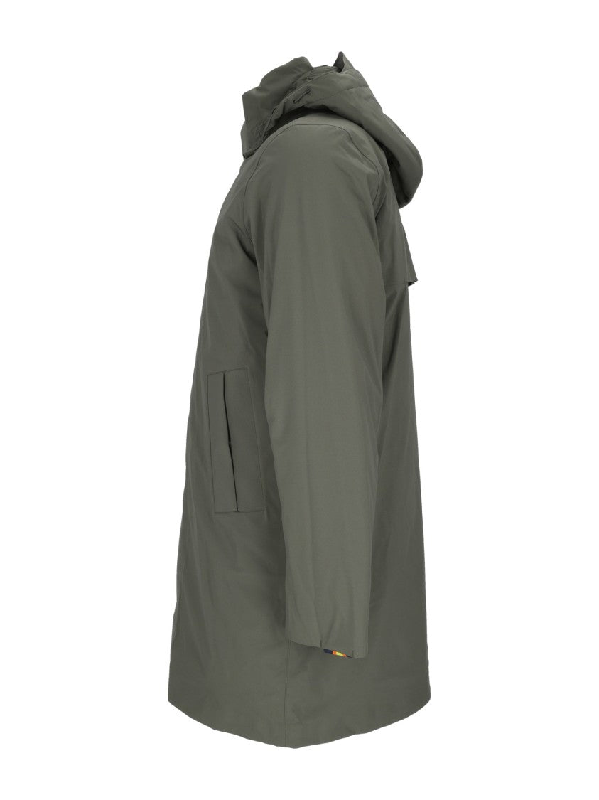 K-Way Mid-Length Bonded Padded Jacket With High Collar And Hood