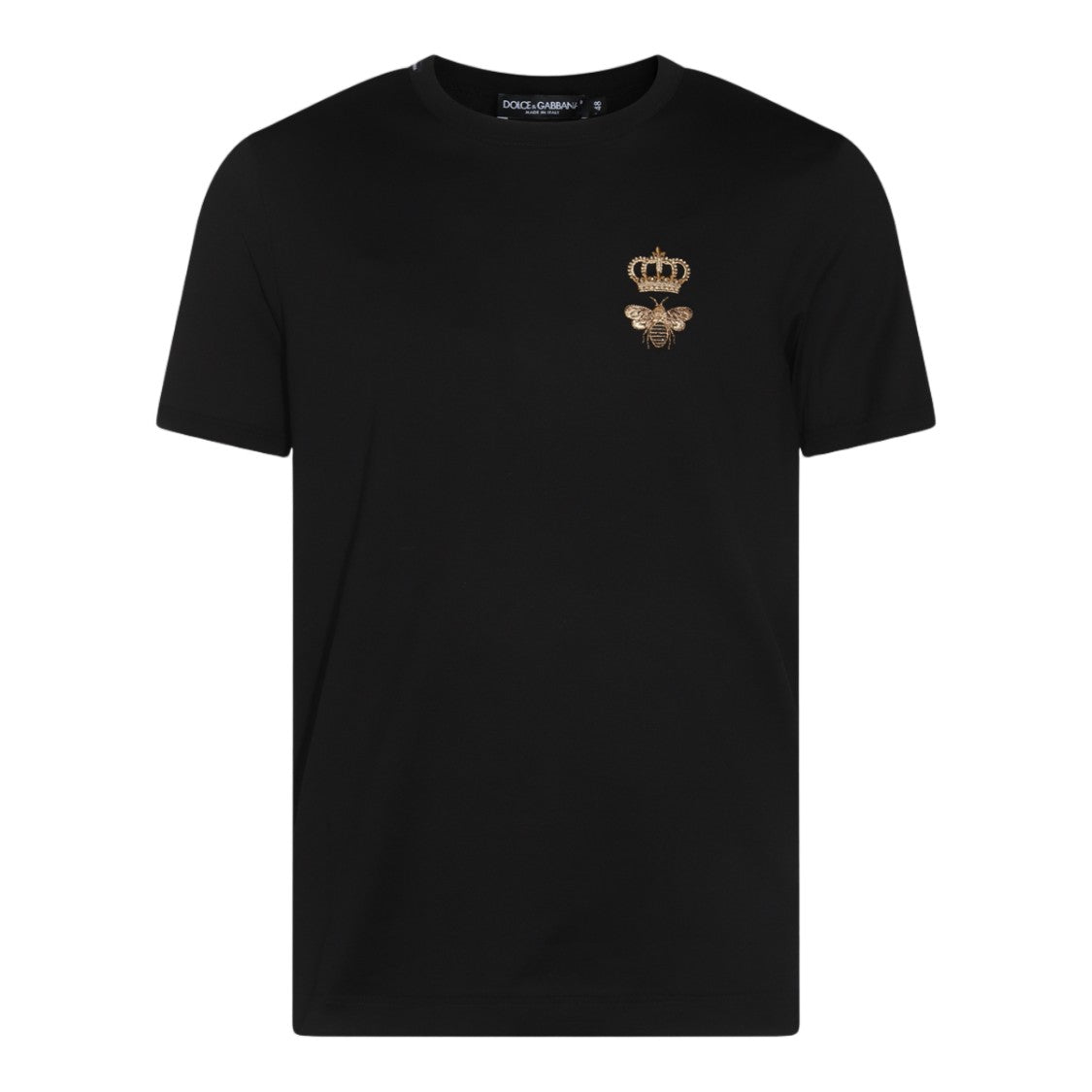 Dolce & Gabbana Black Short-Sleeve Embroidered Emblem T-Shirt