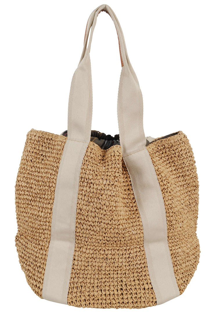 Barbour Natural Lily Beach Logo Drawstring Paper Tote Bag