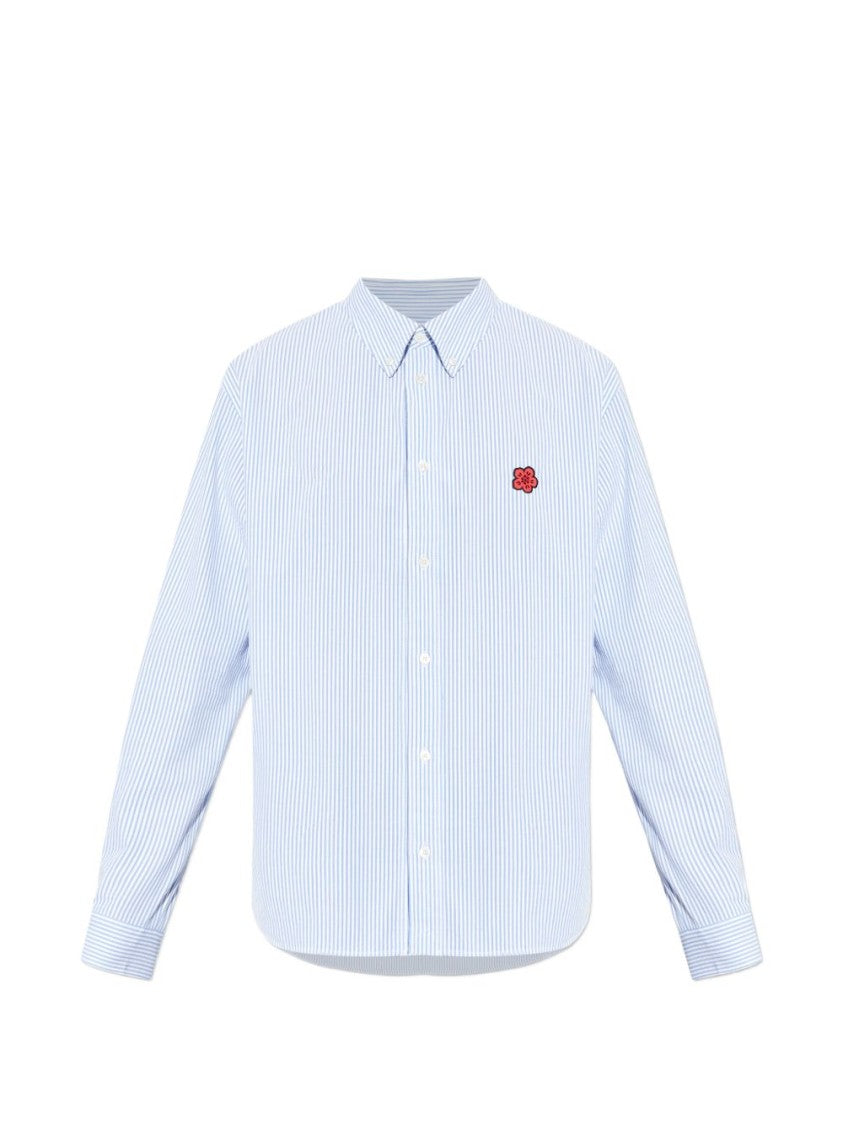 Kenzo Light Blue Vertical Pinstripe Relaxed Shirt