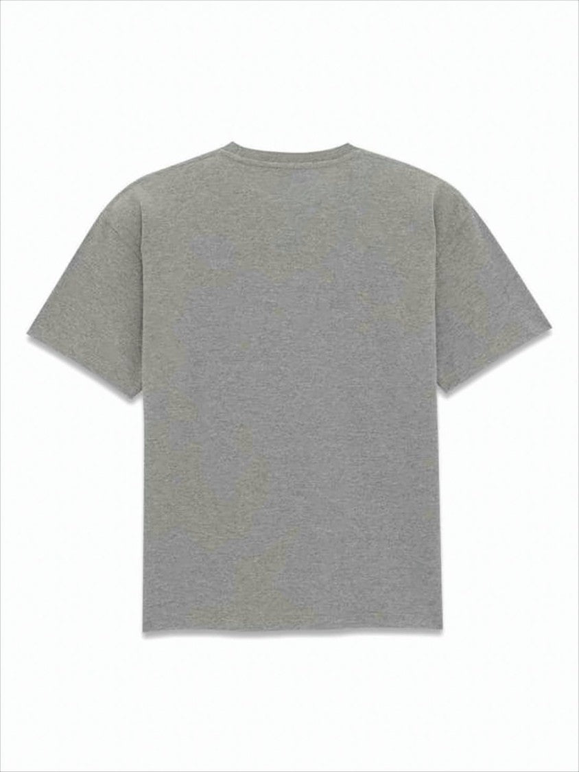 Saint Laurent Short-Sleeved Grey T-Shirt With Embroidered Logo
