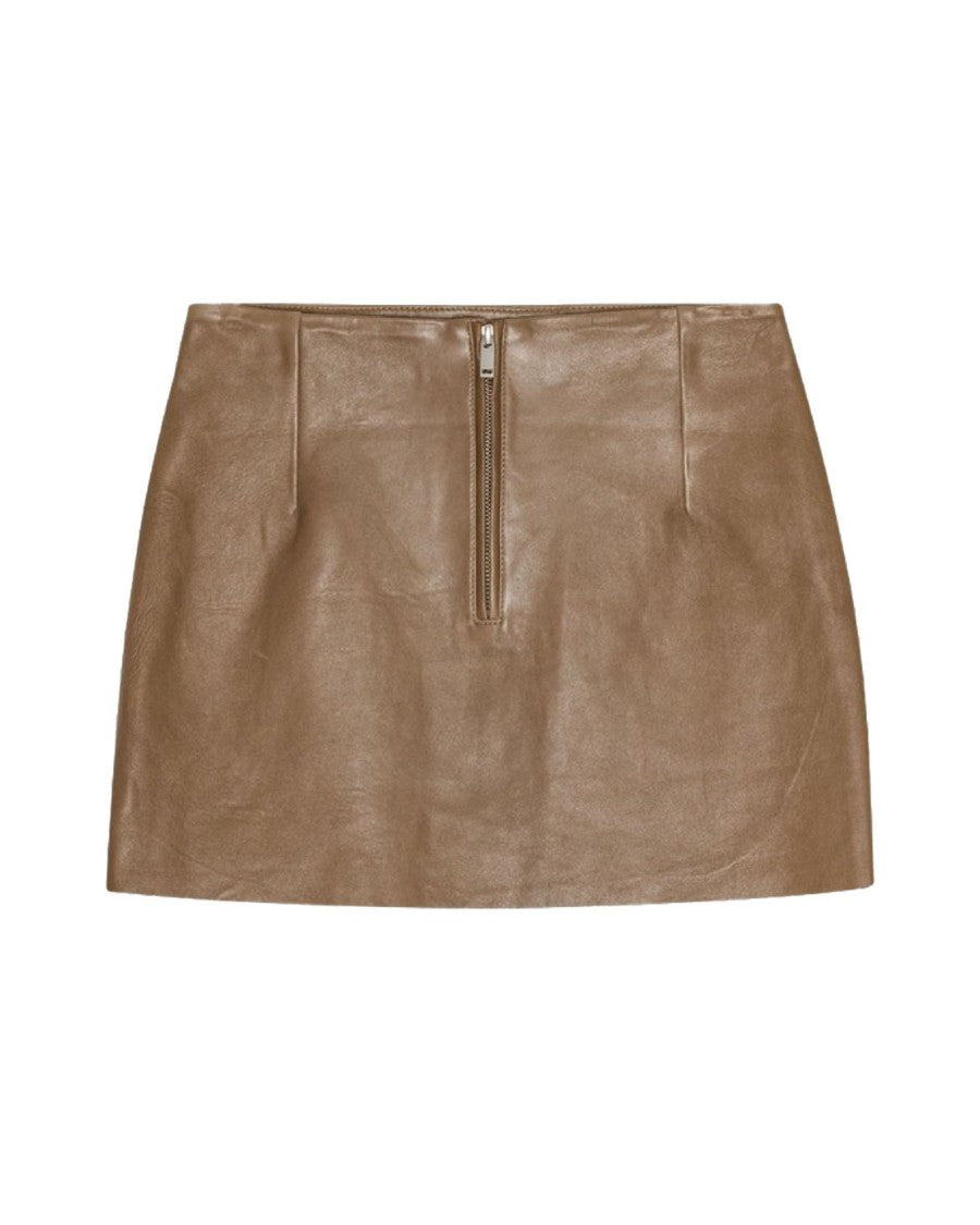 Remain Leather Mini Skirt - Brown