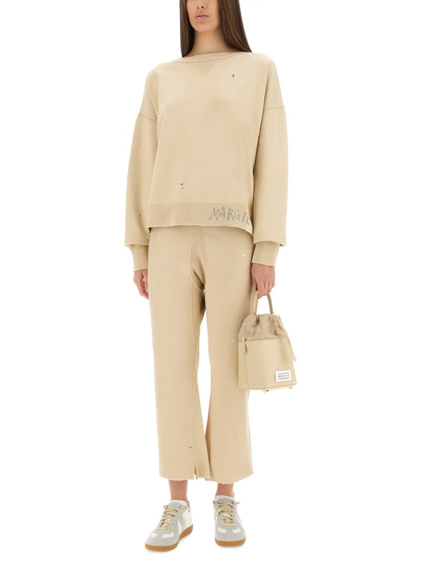 Maison Margiela Relaxed Fit Wide Leg Cotton Pants