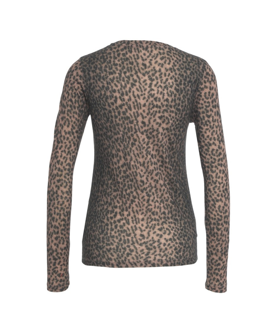 Majestic Filatures V-Neck Long-Sleeved Top With Animal Print Design