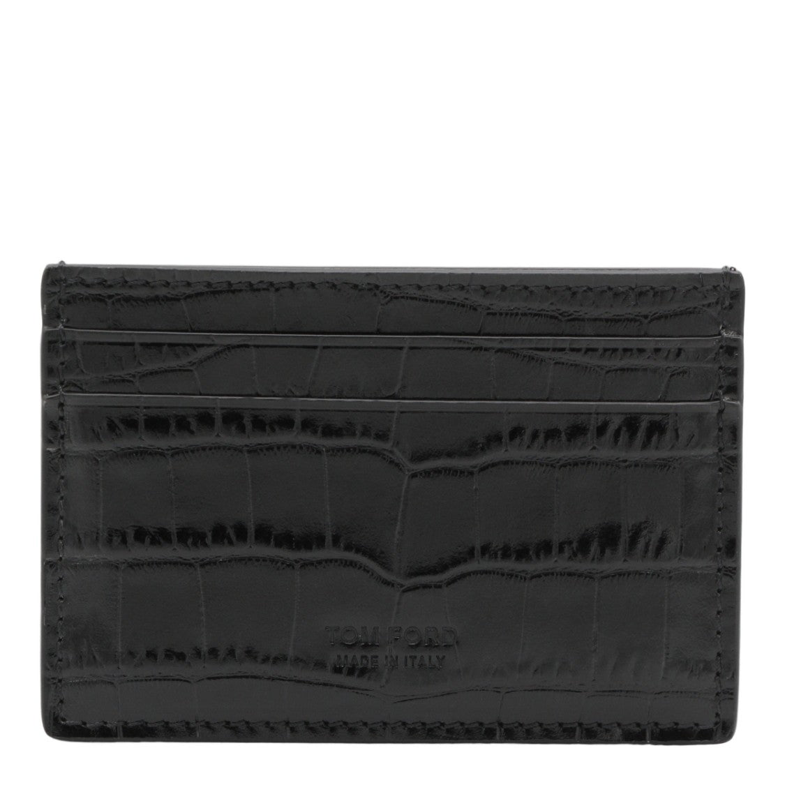 Tom Ford Textured Crocodile Pattern Black Wallet