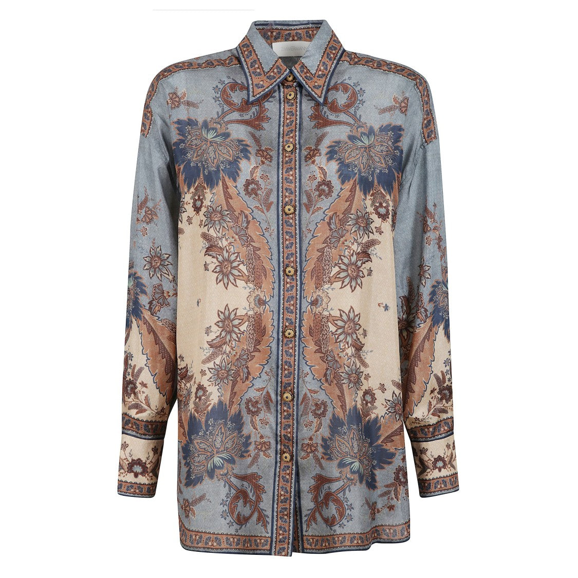 Zimmermann Silk Floral Print Shirt With Classic Collar