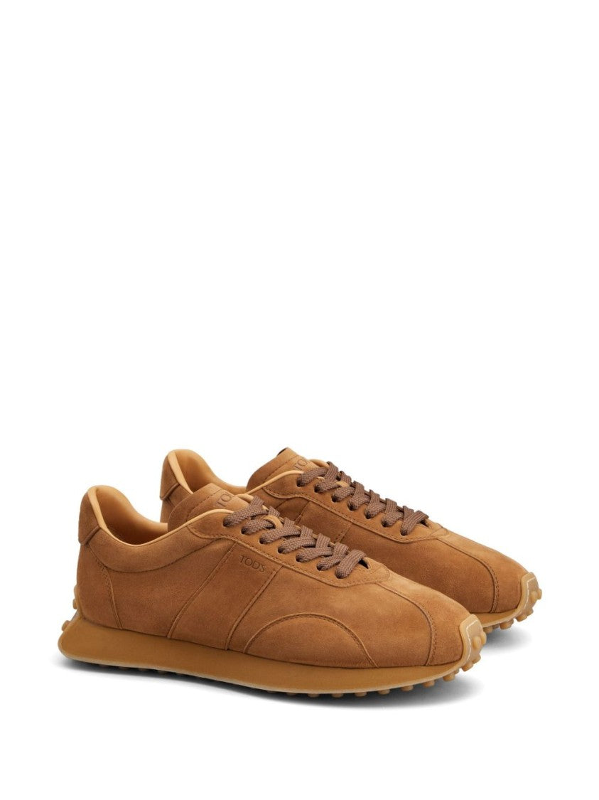 Tod's Brown Logo Debossed Round Toe Sneakers