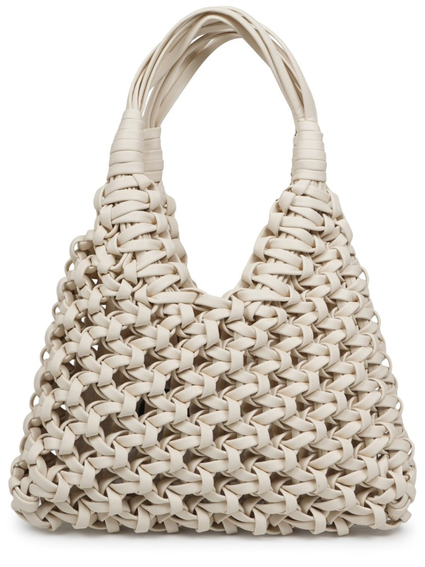 Hibourama Woven Leather Shoulder Bag With Intricate Interlaced Design