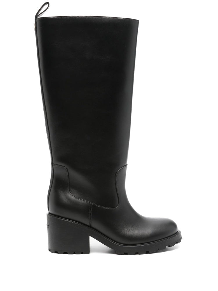 Bally Black Rugged Sole Leather Long Boots