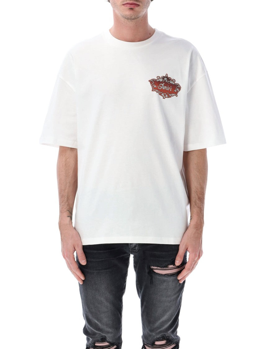 Amiri Chateau Crest Oversized Cotton Tee With Vintage-Inspired Logos