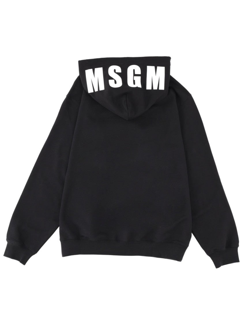 Msgm Black Hooded Kangaroo Pocket Sweatshirt