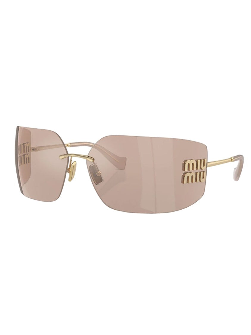 Miu Miu Oversized Geometric Frame Sunglasses With Metallic Finish