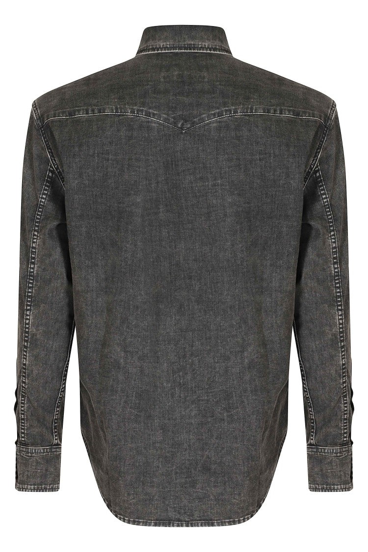 Dondup Black Distressed Denim Texan Shirt