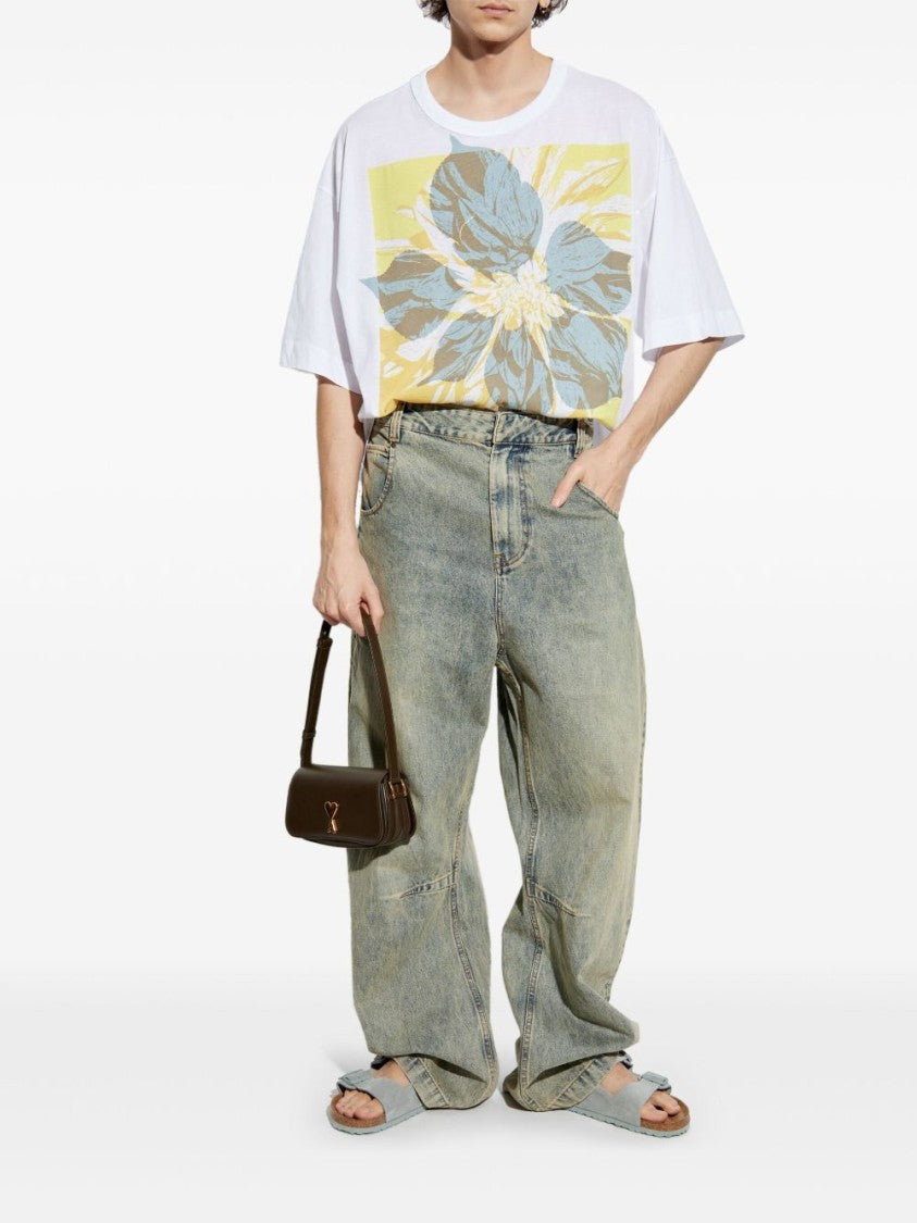Dries Van Noten Artfully Designed White Cotton T-Shirt
