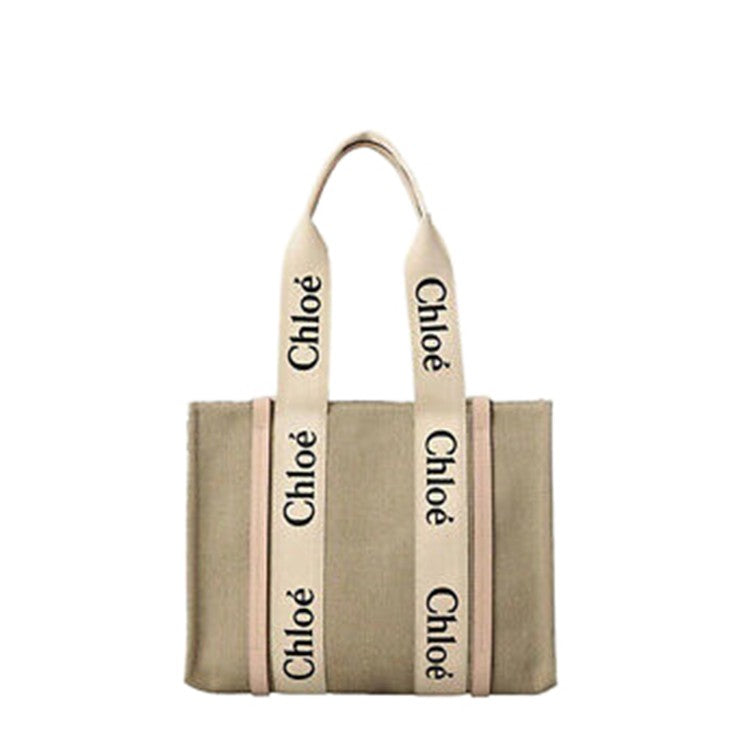 Chloé Linen Medium Tote Bag With Contrasting Straps