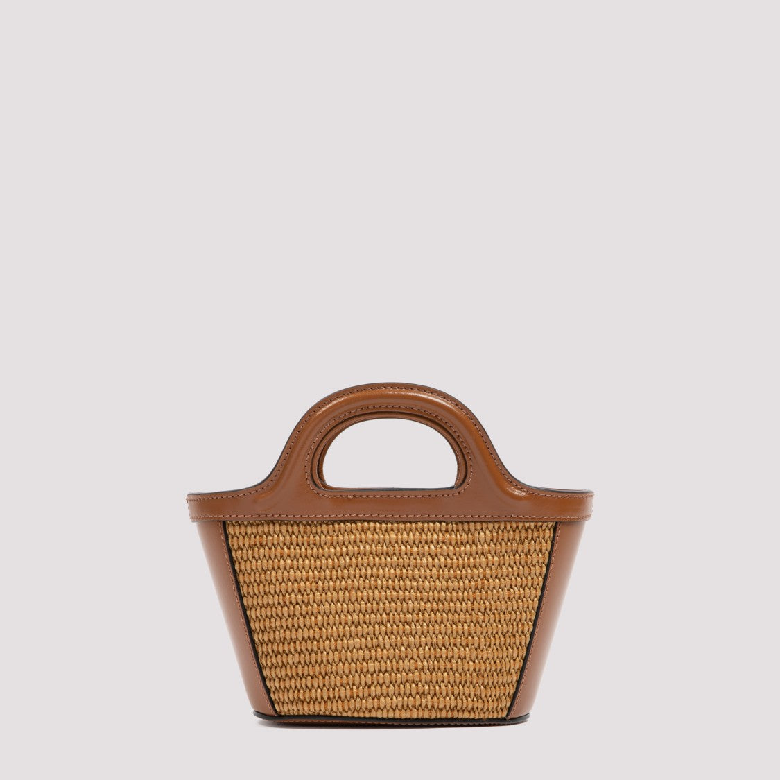 Marni Brown Logo-Embroidered Straw Handbag