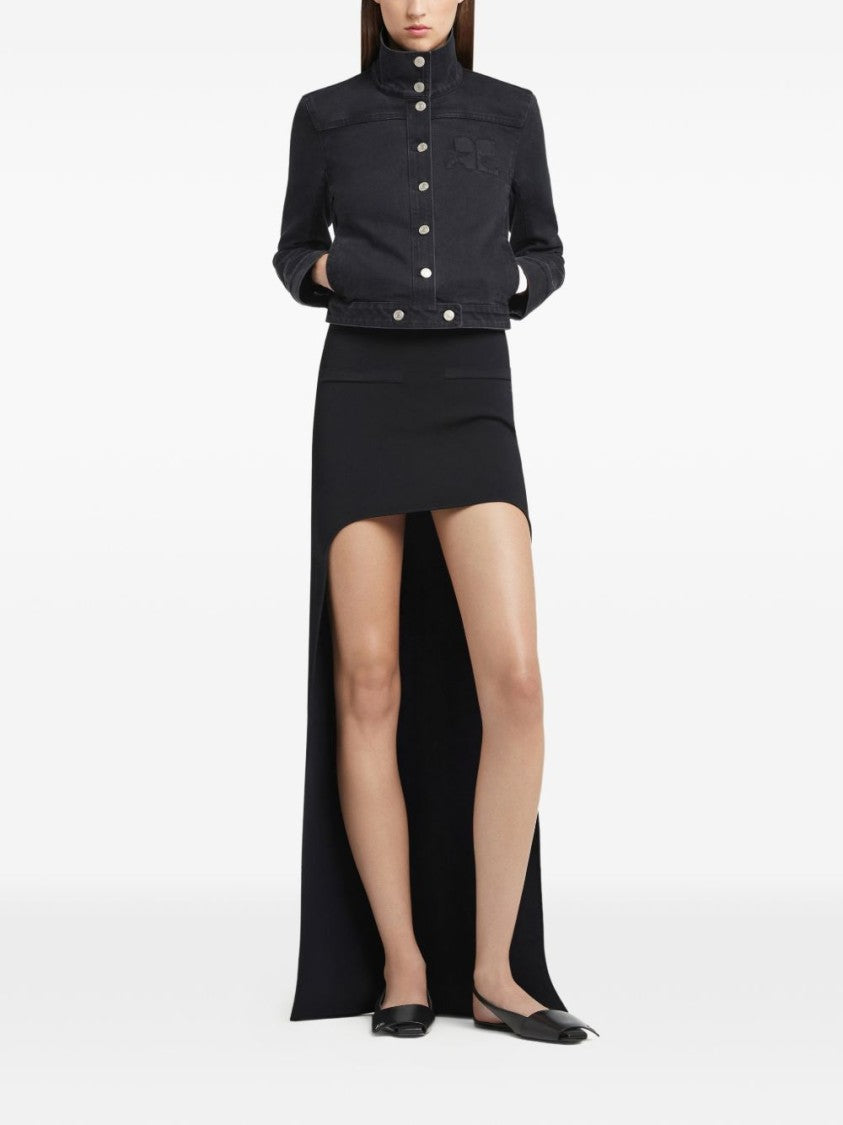 Courrèges Cropped Jacket With High Collar And Metallic Buttons