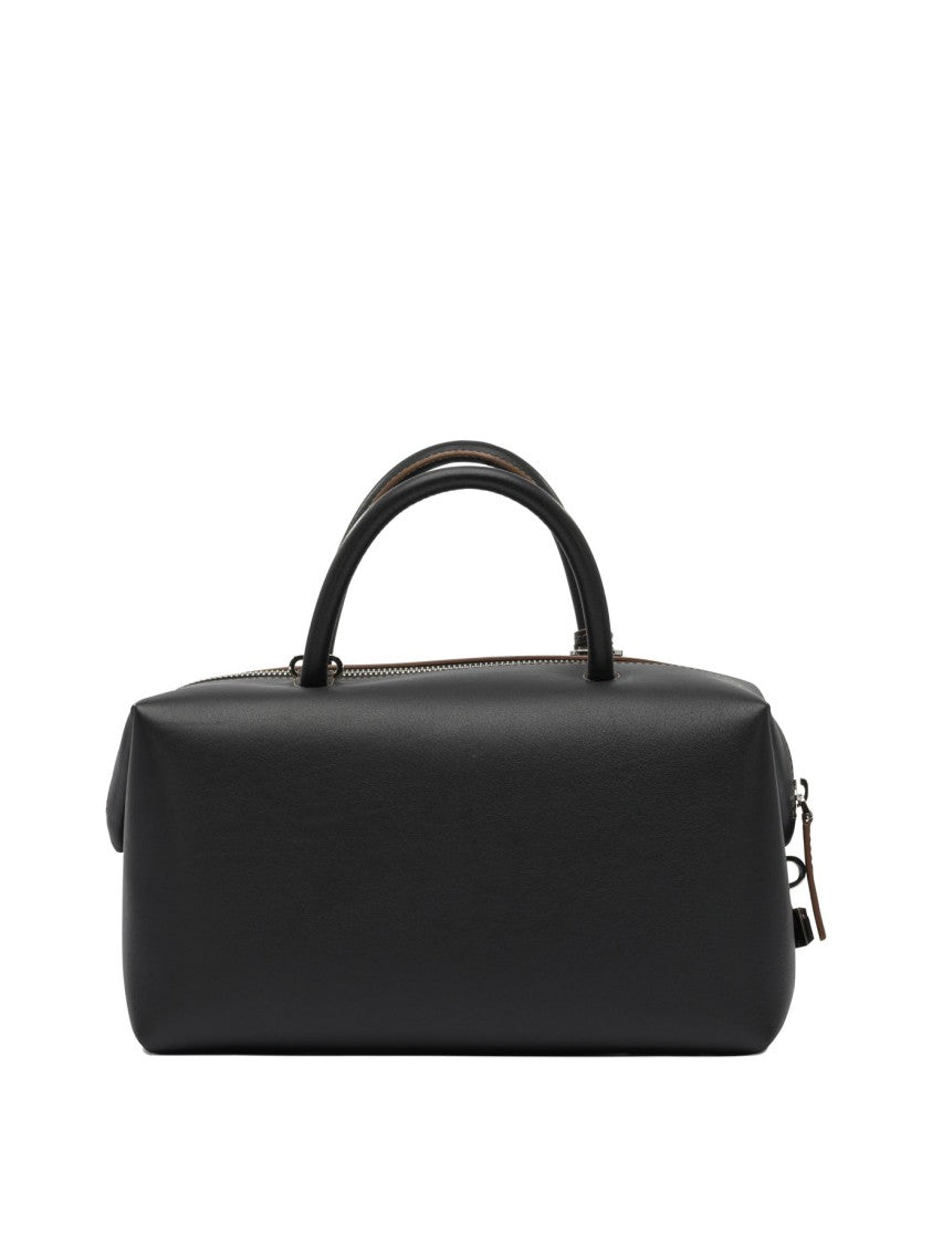 Max Mara Semi-Rigid Calfskin Satchel Handbag With M-Shaped Panels