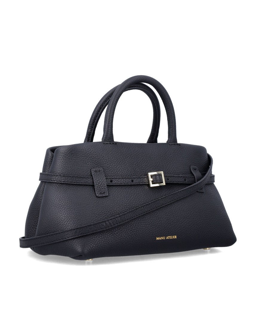 Manu Atelier Structured Pebbled Calfskin Handbag With Removable Strap