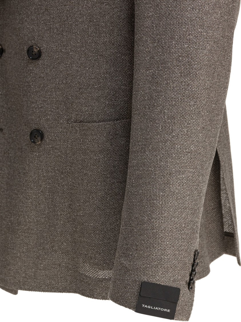 Tagliatore Textured Silk-Wool Blend Double-Breasted Jacket