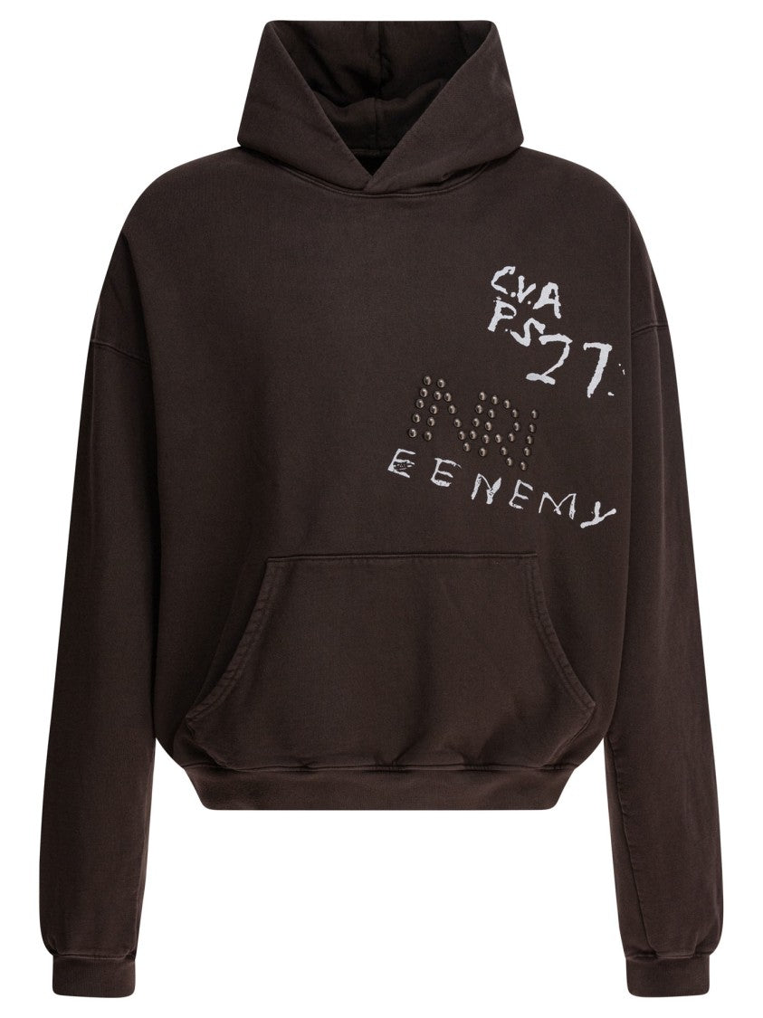 Rrr123 Cropped Brown Sweatshirt With Graphic Text