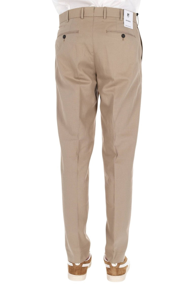 Pt Torino Master Fit Cotton-Linen Trousers