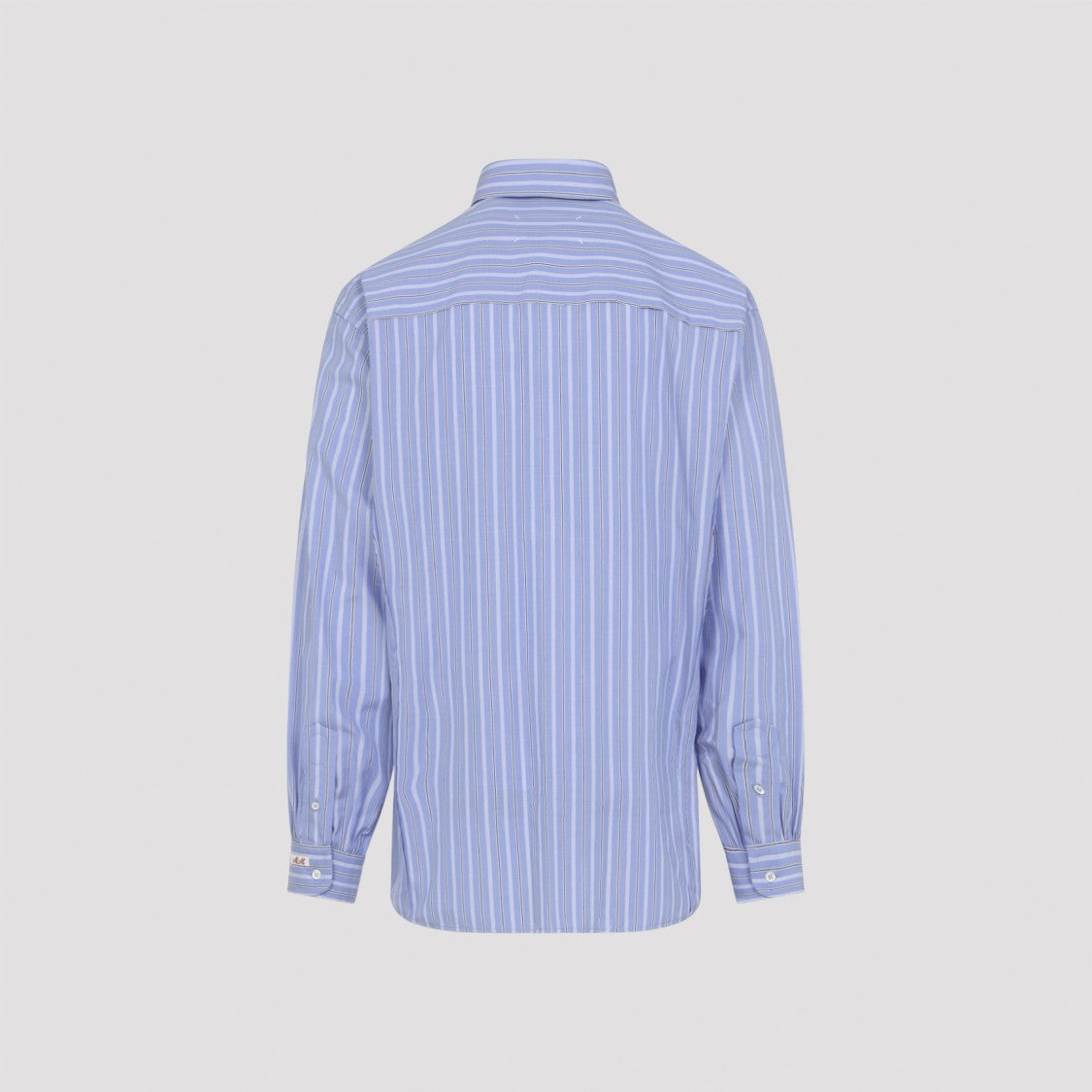 Maison Margiela Vertical Striped Long-Sleeve Button-Down Shirt In Light Blue And White