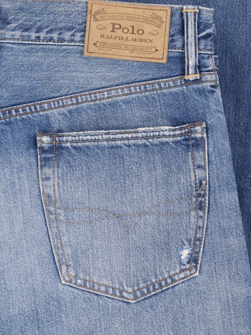 Polo Ralph Lauren Blue Distressed Straight-Leg Denim Jeans