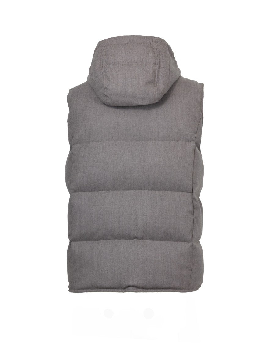 Eleventy Sleeveless Down Jacket In Technical Wool, Grey