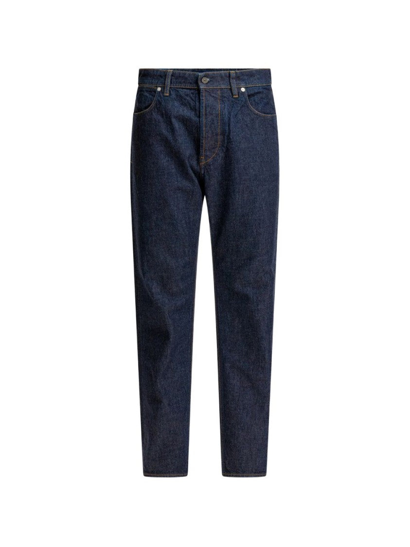 Stone Island Indigo Cotton Denim Contrast Stitching Trousers