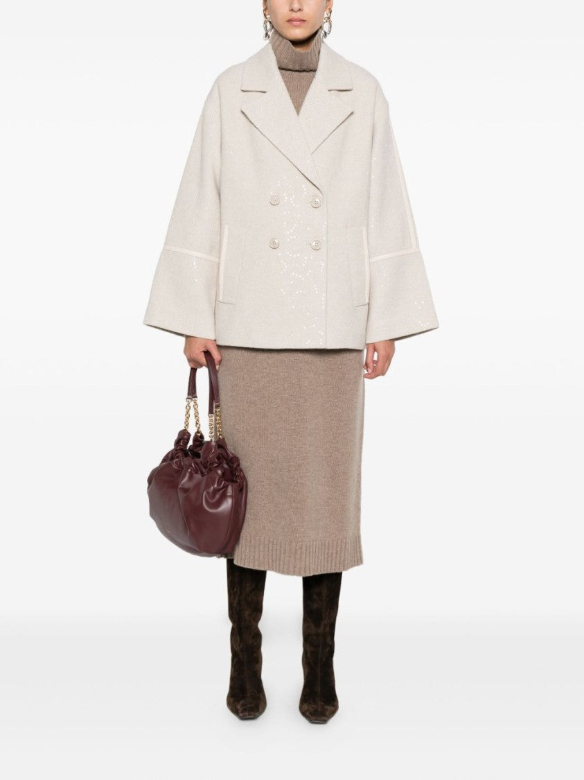 Liu Jo Short Double-Breasted Coat With Wide Lapel