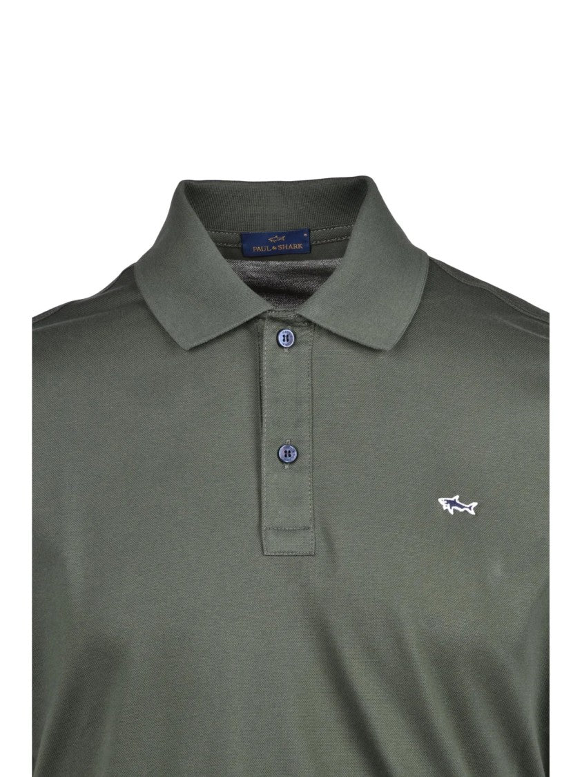 Paul & Shark Green Cotton Embroidered Polo Shirt