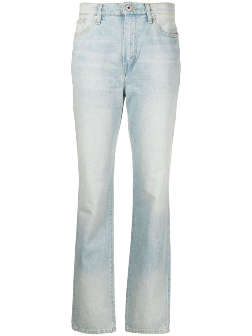 Kenzo High-Waisted Straight-Leg Jeans With Whiskering Detail